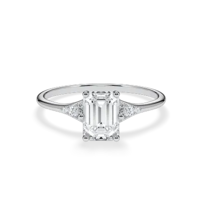 Verlobungsring Weissgold Verlobungsring Emeralde mit ca. 1,08 ct. r, vs - LAB & e, vs2 - LAB Verlobungsring Weissgold Verlobungsring Emeralde mit ca. 1,08 ct. r, vs - LAB & e, vs2 - LAB