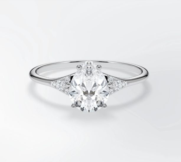 Verlobungsring Tropfen Weissgold mit ca. 1,08 ct. r, vs - LAB Verlobungsring Tropfen Weissgold mit ca. 1,08 ct. r, vs - LAB