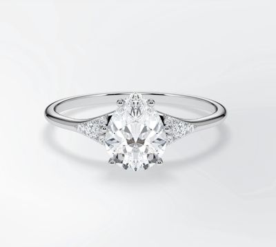 Verlobungsring Tropfen Weissgold mit ca. 1,08 ct. r, vs - LAB Verlobungsring Tropfen Weissgold mit ca. 1,08 ct. r, vs - LAB