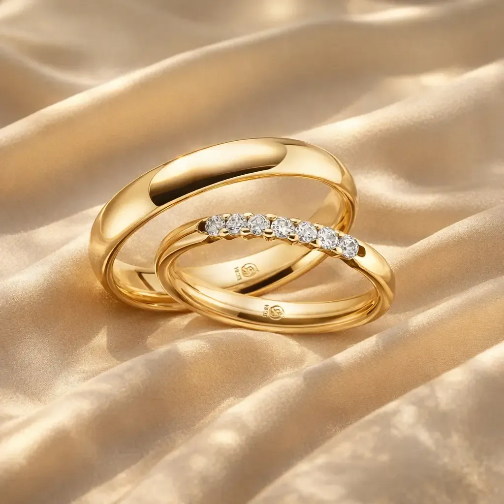 Klassische Trauringe Gelbgold in 585 Gold Herrenring Damenring Ringpaar  Gelbgold Weissgold Rosegold TLRU-ZM7JM-G5-1QM7KZZ