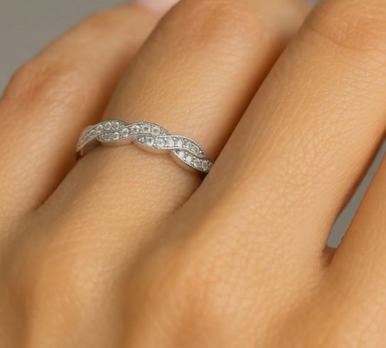 Memoirering Damenring  in Weissgold Gelbgold Rosegold geschwungen 585 Gold Brillant mit ca. 0,12 ct. tw, vs  TLR-582AC5DE