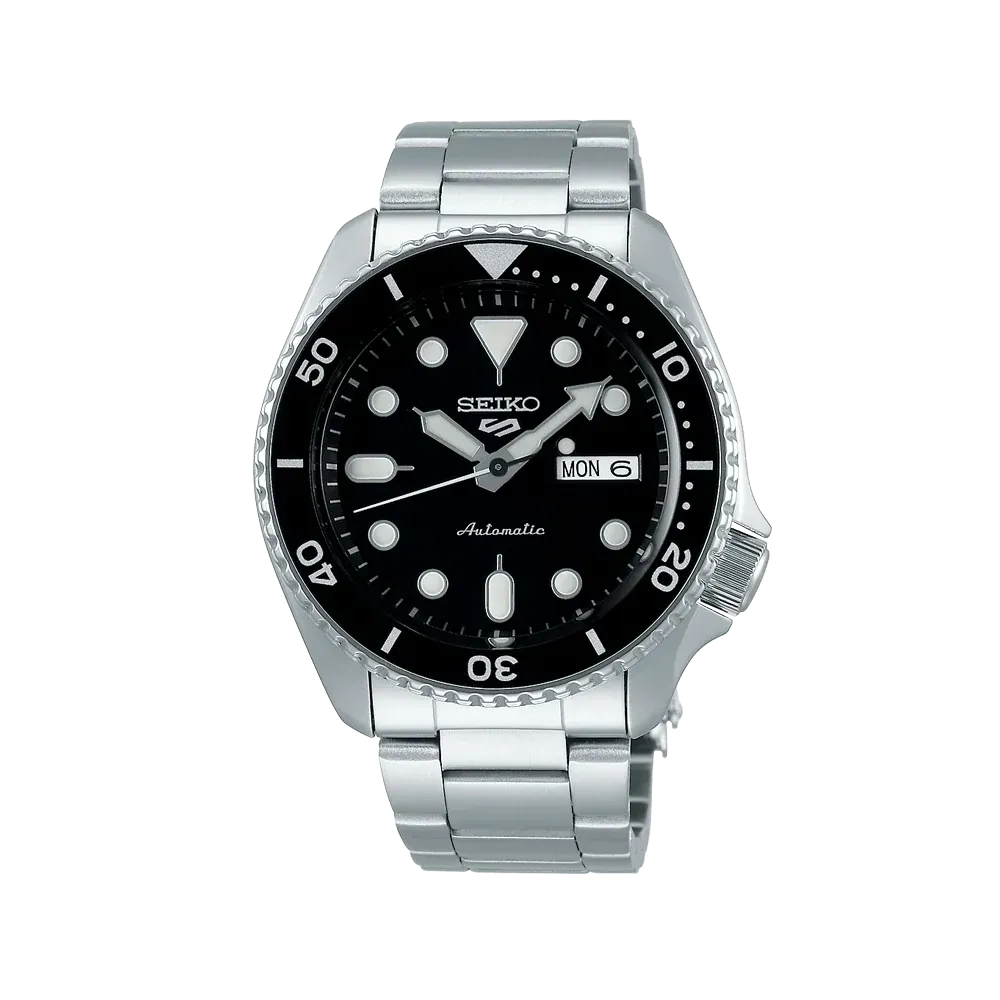 Herrenuhr Seiko 5 Sports SRPD55K1 schwarze Lünette Automatik Stahlband Herrenuhr Seiko 5 Sports SRPD55K1 schwarze Lünette Automatik Stahlband