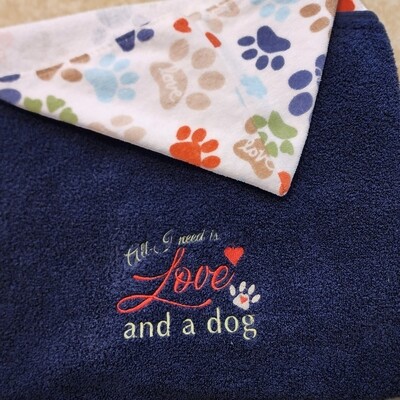 Hooded Towel - All I need is Love & a Dog