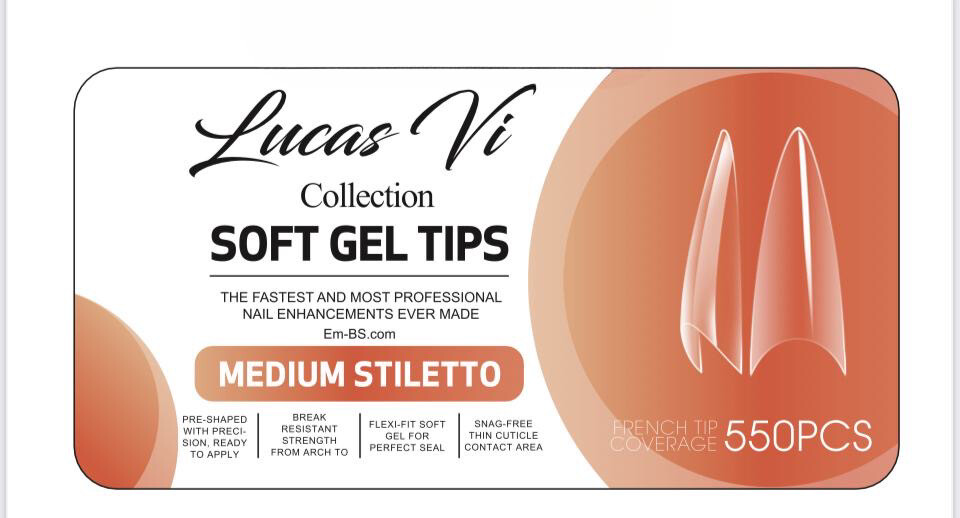 Medium Stiletto - Soft Gel Tips - Lucas Vi Collection