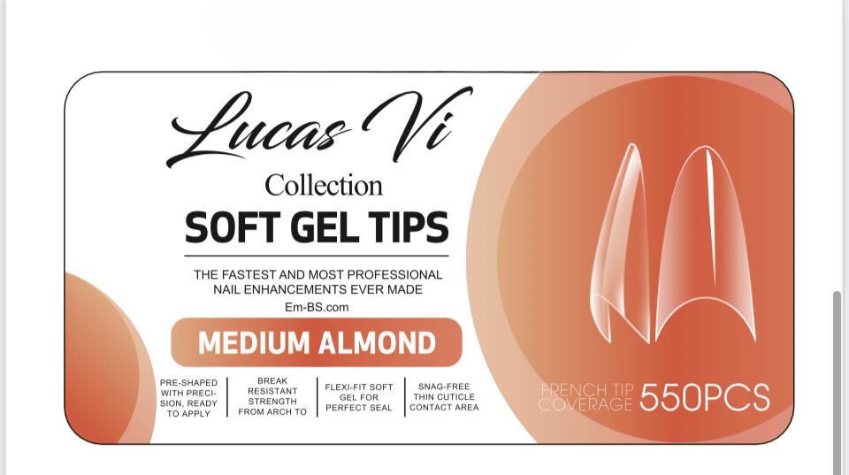 Medium Almond - Soft Gel Tips - Lucas Vi Collection