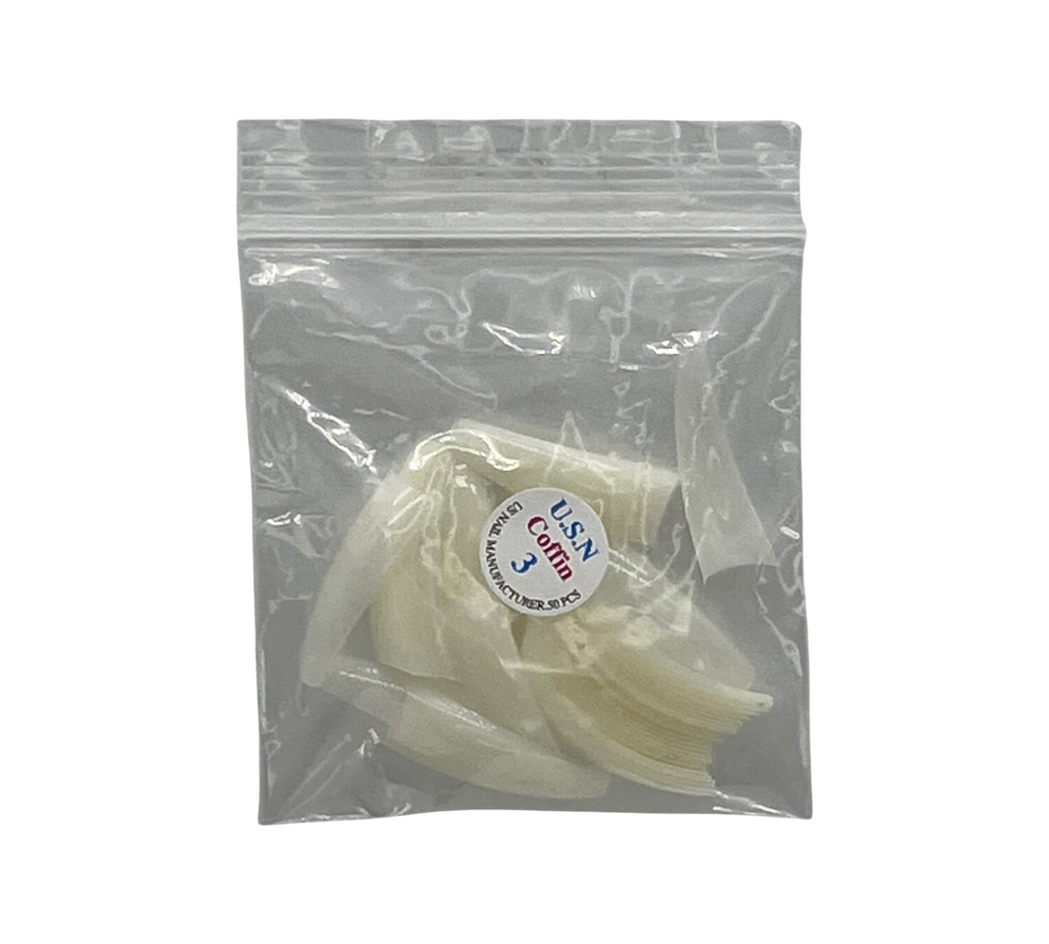 U.S.N Straight Coffin Natural Nail Tip #3