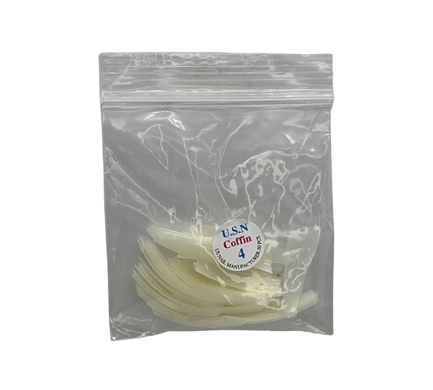 U.S.N Straight Coffin Natural Nail Tip #4