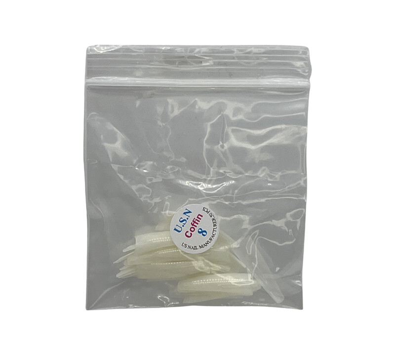 U.S.N Straight Coffin Natural Nail Tip #8