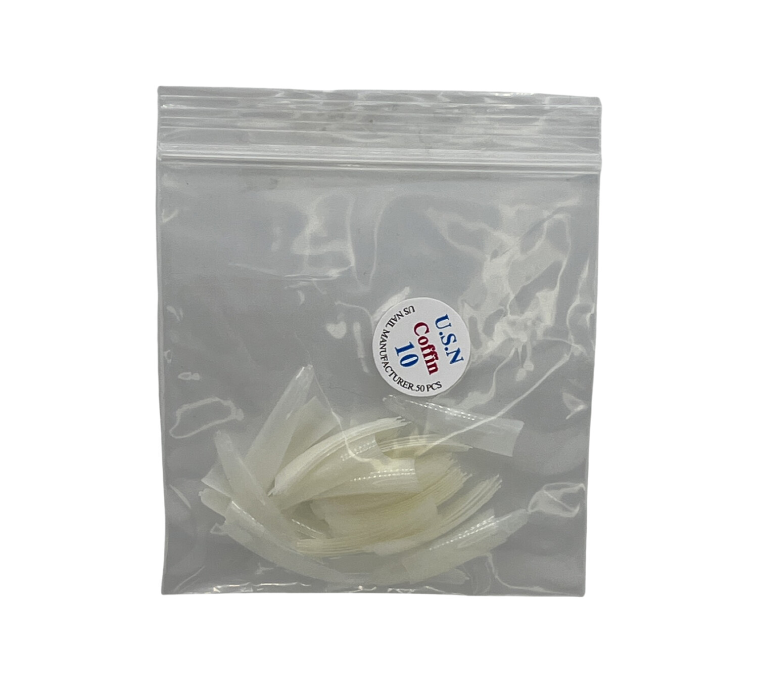 U.S.N Straight Coffin Natural Nail Tip #10