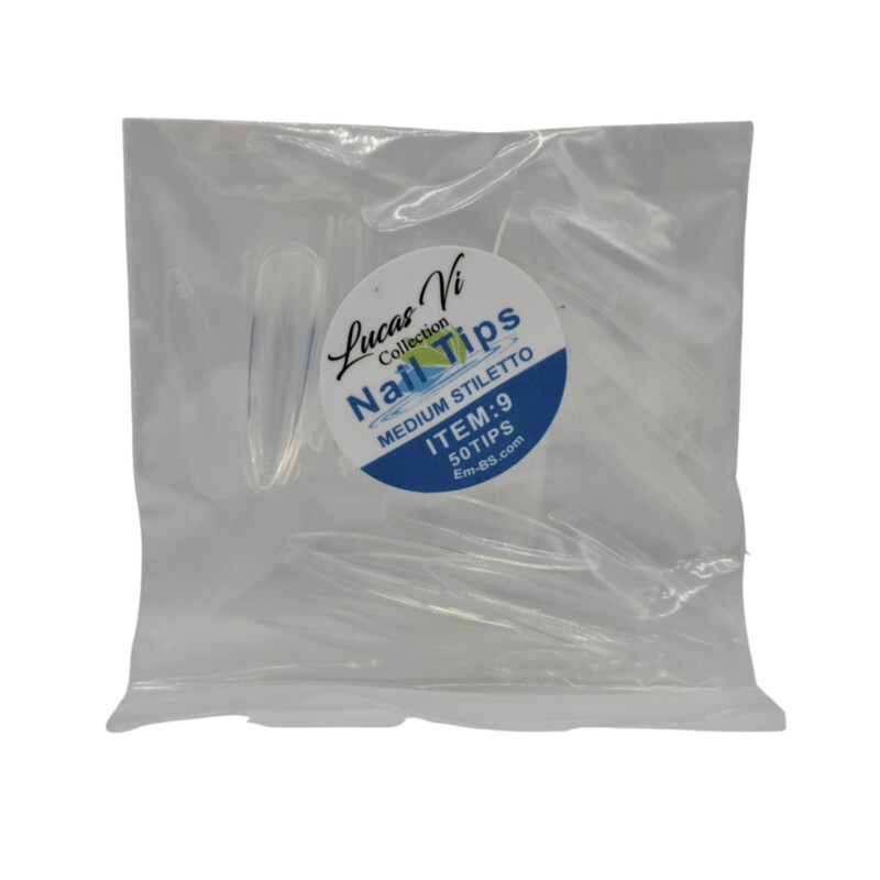 Lucas Vi Soft Gel Extension Clear Tips - Medium Stiletto #9