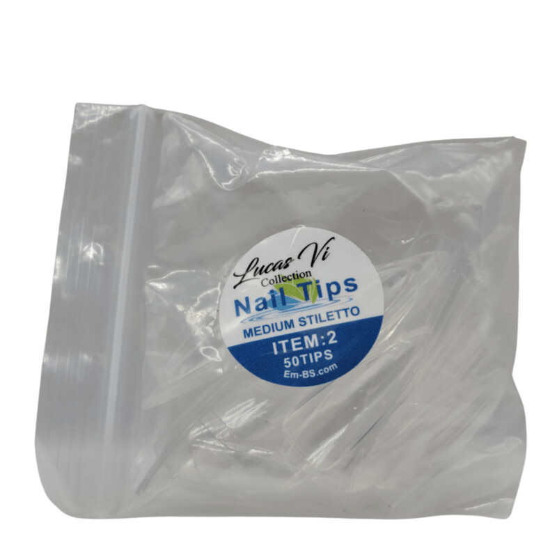 Lucas Vi Soft Gel Extension Clear Tips - Medium Stiletto #2