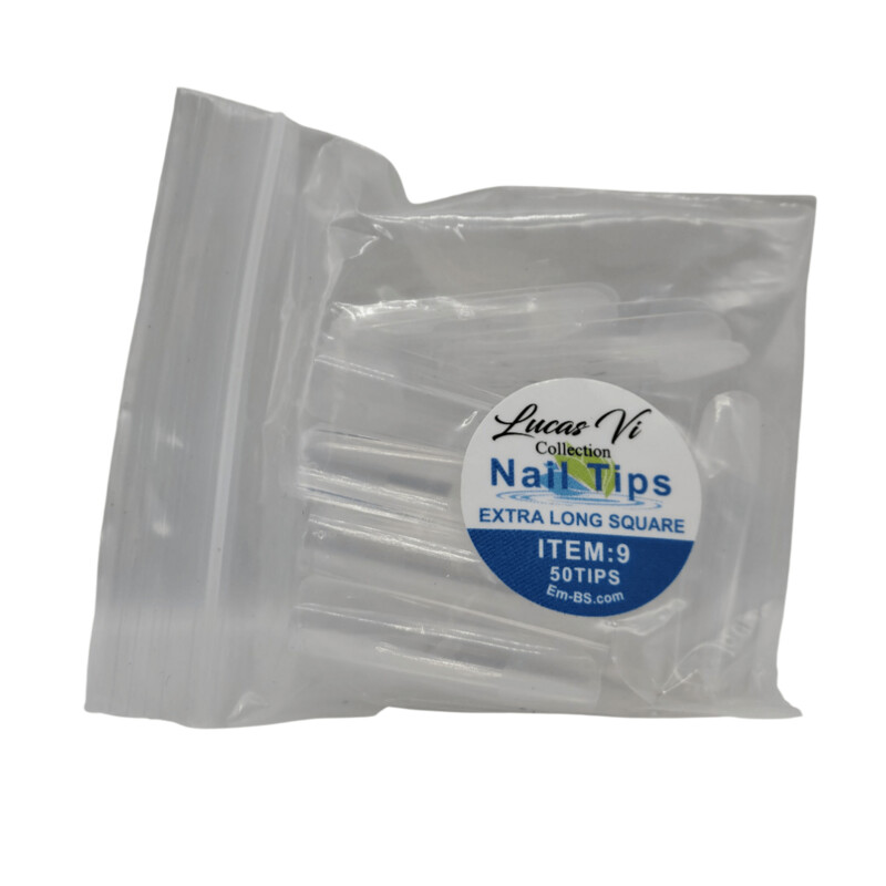 Lucas Vi Soft Gel Extension Clear Tips - Extra Long Square #9