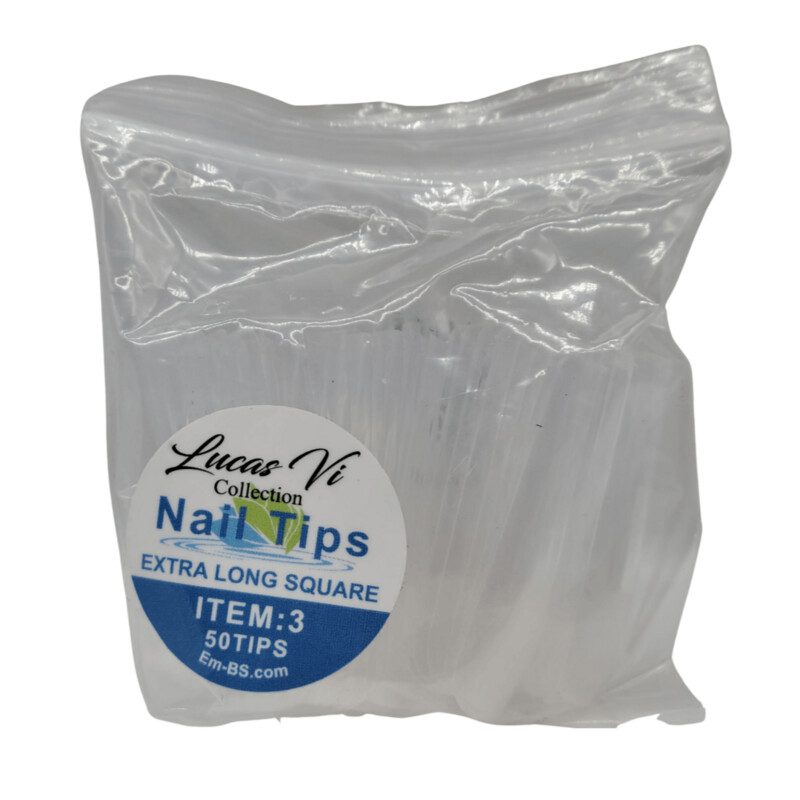 Lucas Vi Soft Gel Extension Clear Tips - Extra Long Square #3