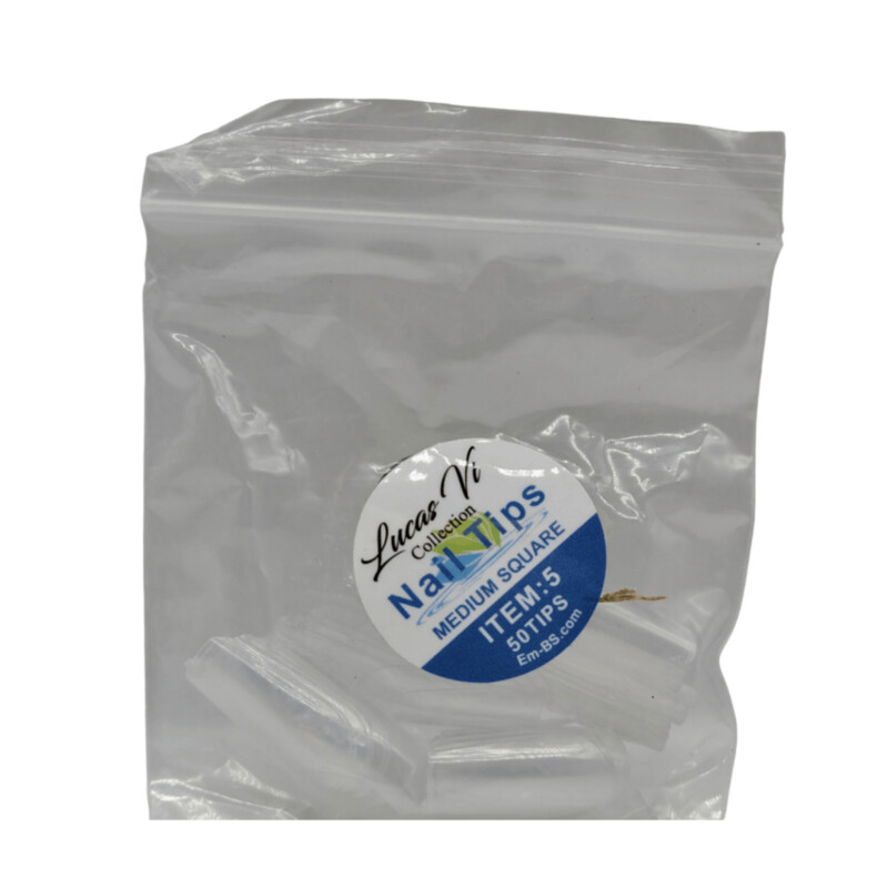 Lucas Vi Soft Gel Extension Clear Tips - Medium Square #5