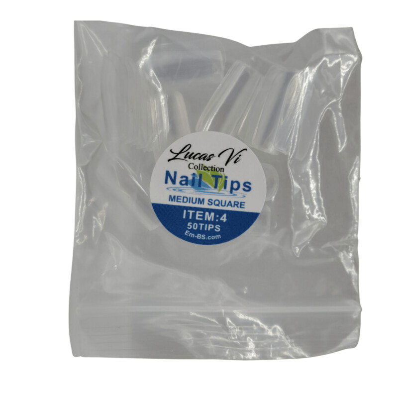 Lucas Vi Soft Gel Extension Clear Tips - Medium Square #4