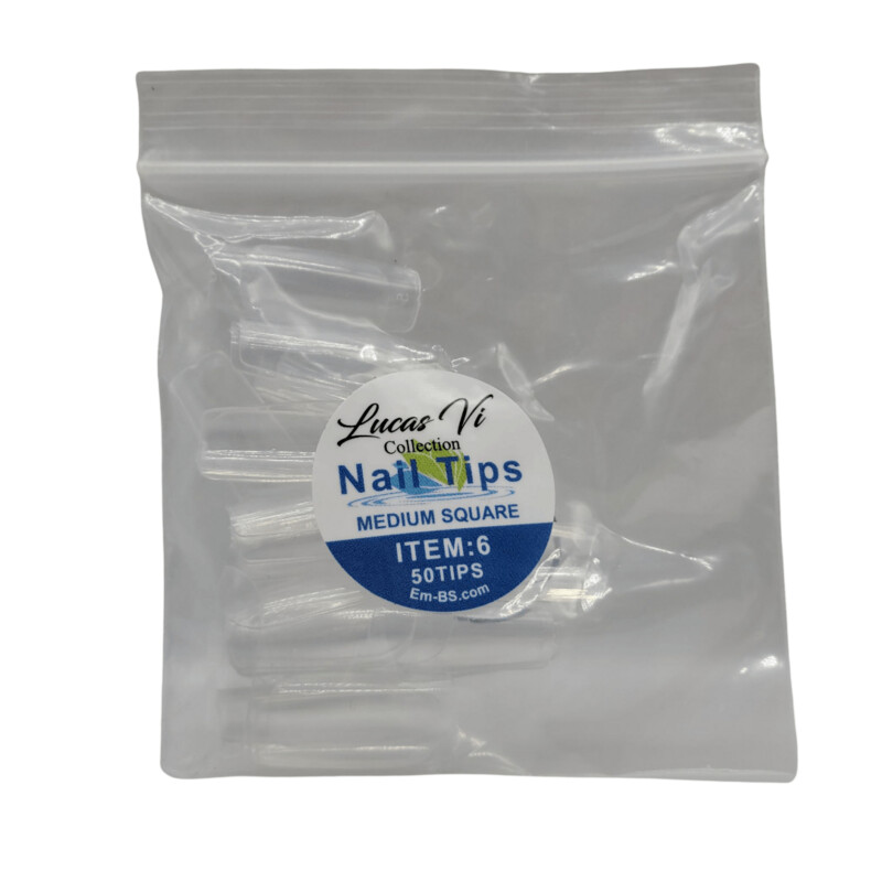 Lucas Vi Soft Gel Extension Clear Tips - Medium Square #6