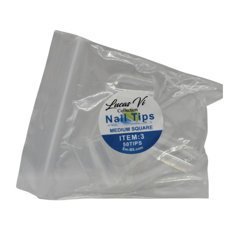 Lucas Vi Soft Gel Extension Clear Tips - Medium Square #3
