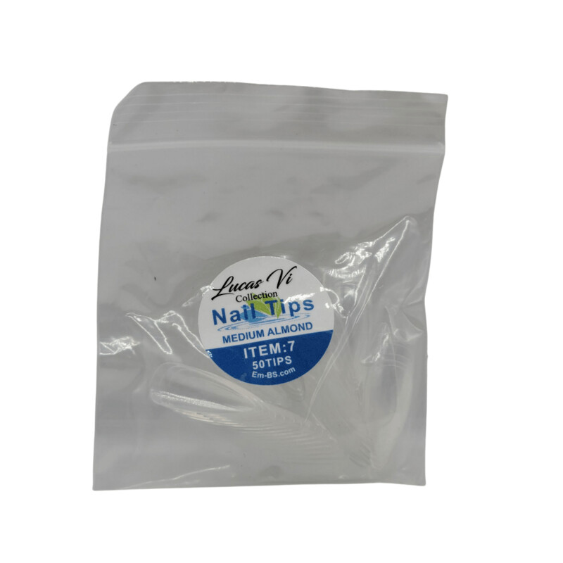 Lucas Vi Soft Gel Extension Clear Tips - Medium Almond #7