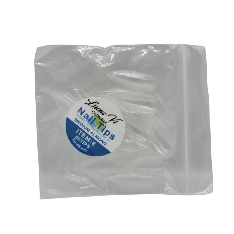 Lucas Vi Soft Gel Extension Clear Tips - Medium Almond #8