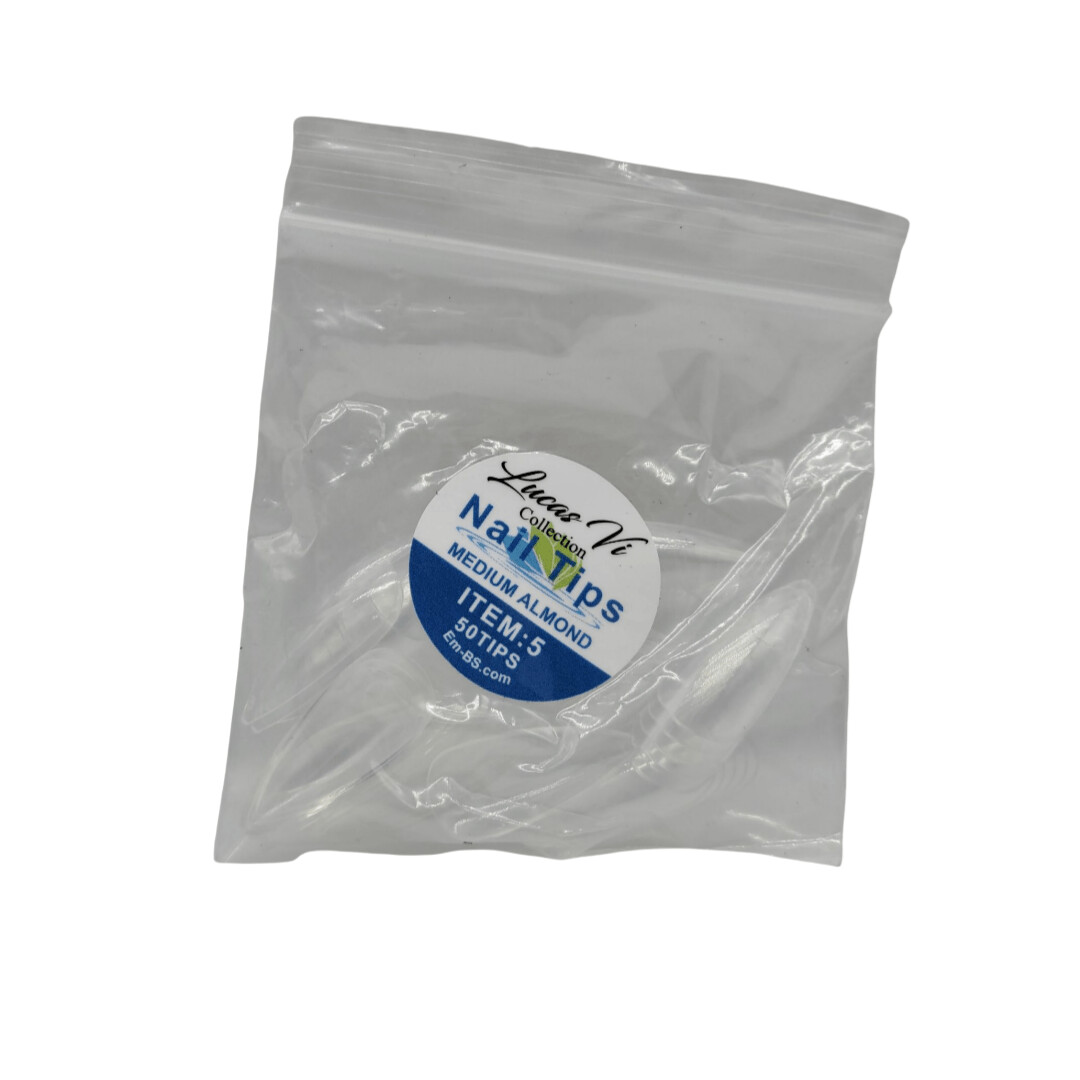 Lucas Vi Soft Gel Extension Clear Tips - Medium Almond  #5