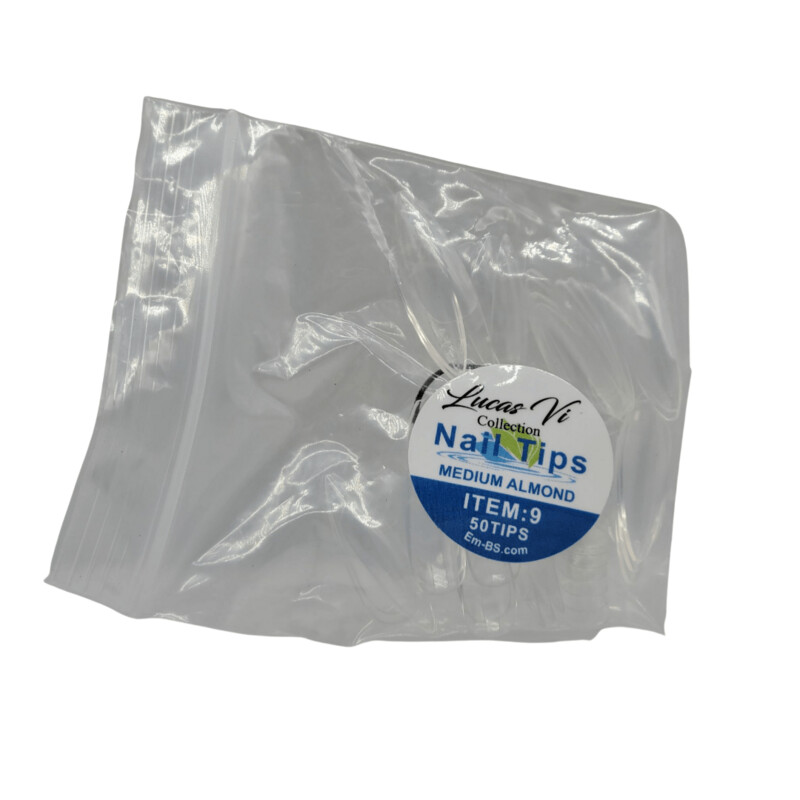 Lucas Vi Soft Gel Extension Clear Tips - Medium Almond #9