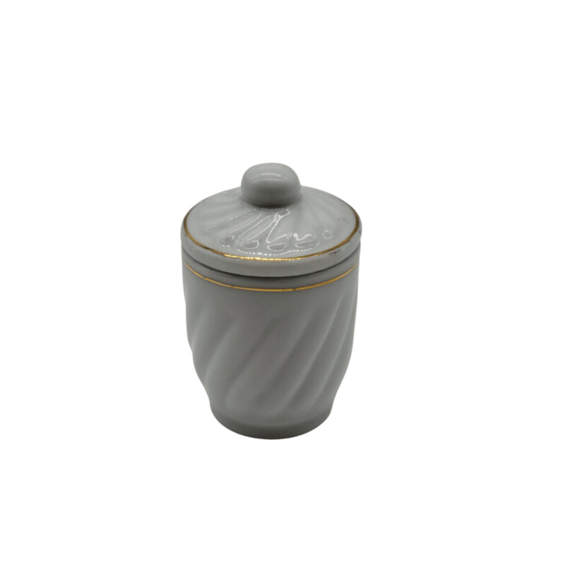 Small Jar w/ Lid - Gold Rim - 1pc.