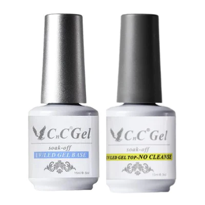 CnC Soak Off No Cleanse Top Gel & Sticky Base Gel - 15mL each