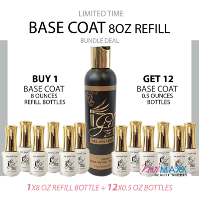iGel Base Coat 8oz - BUY 1 REFILL GET 12 0.5oz FREE