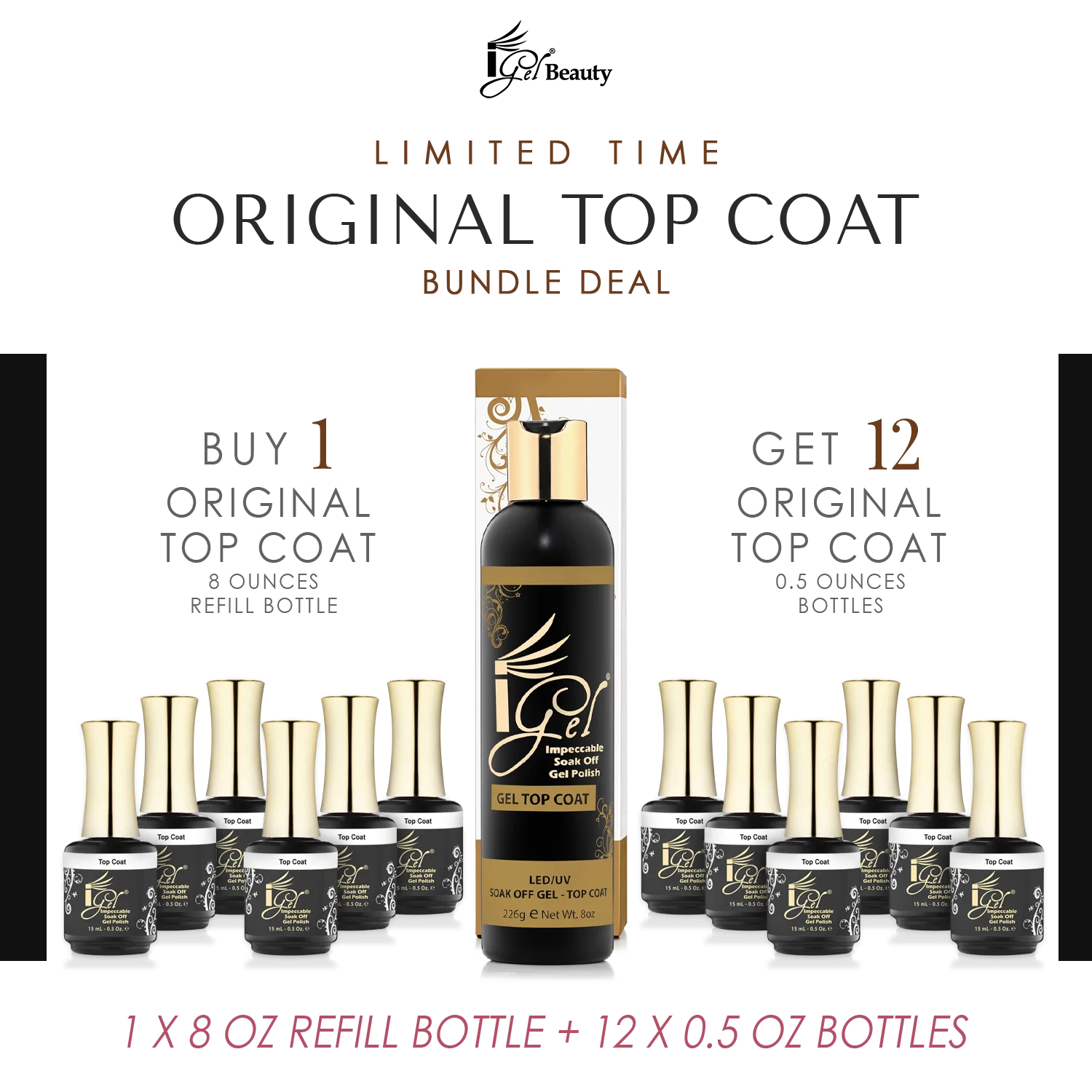 iGel Top Coat 8oz - BUY 1 REFILL GET 12 0.5oz FREE