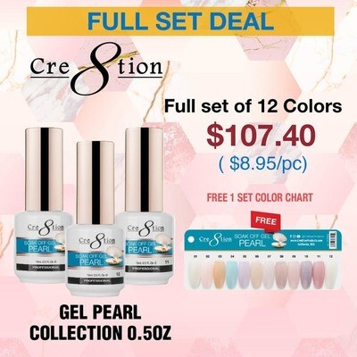 Cre8tion Pearl Gel - Full Collection - 12 Colors