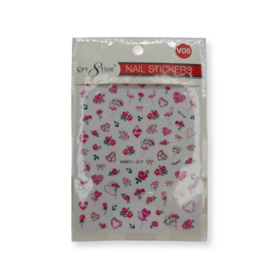 Cre8tion Nail Stickers - Pink Hearts / Roses