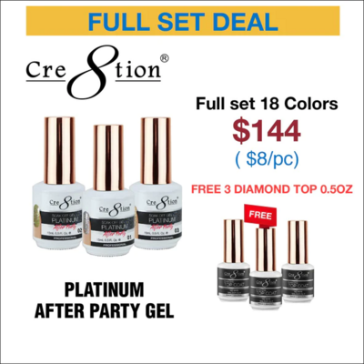 Cre8tion Platinum After Party Gel - 18 Colors - FULL COLLECTION