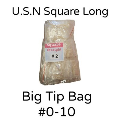 U.S.N Natural Square Long Nail Tips - Big Bag 100 count