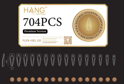 Natural Stiletto Long - HANG Premium Gel-x Tip Box - 704pcs