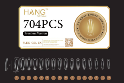 Natural Round Long - HANG Premium Gel-x Tip Box - 704pcs