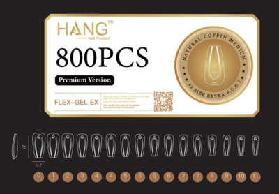 Natural Coffin Medium - HANG Premium Gel-x Tip Box - 800pcs