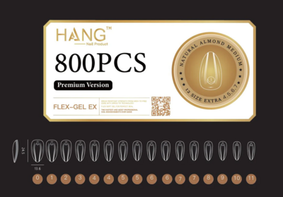 Natural Almond Medium - HANG Premium Gel-x Tip Box - 800pcs