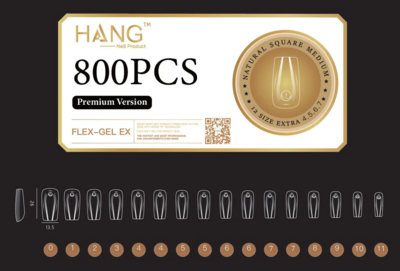Natural Square Medium - HANG Premium Gel-x Tip Box - 800pcs