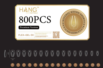 Natural Round Short - HANG Premium Gel-x Tip Box - 800pcs