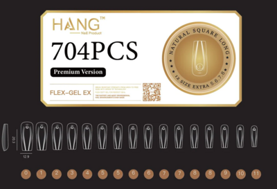 Natural Square Long - HANG Premium Gel-x Tip Box - 704pcs