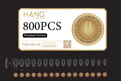 Natural Almond Short - HANG Premium Gel-x Tip Box - 800pcs