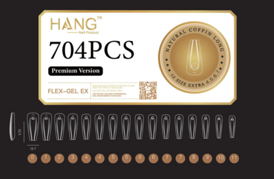 Natural Coffin Long - HANG Premium Gel-x Tip Box - 800pcs