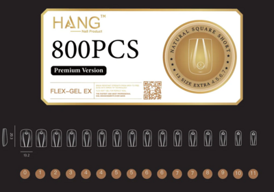 Natural Square Short - HANG Premium Gel-x Tip Box - 800pcs