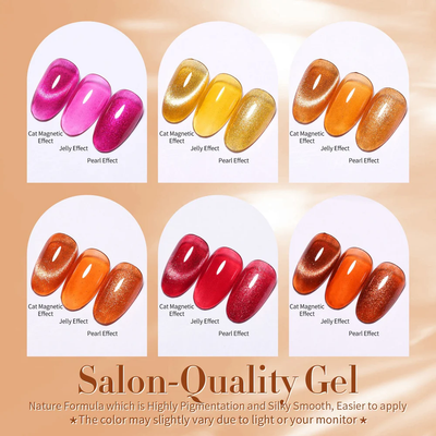 Born Pretty Amber Cat Magnetic Gel - FULL SET - 6 Colors - $9.50 EACH - FREE COLOR CHART