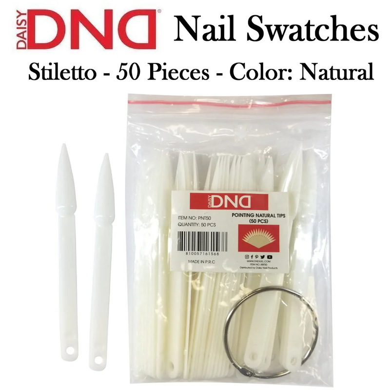 Natural Stiletto Tip Swatch - 50pcs with O-Ring