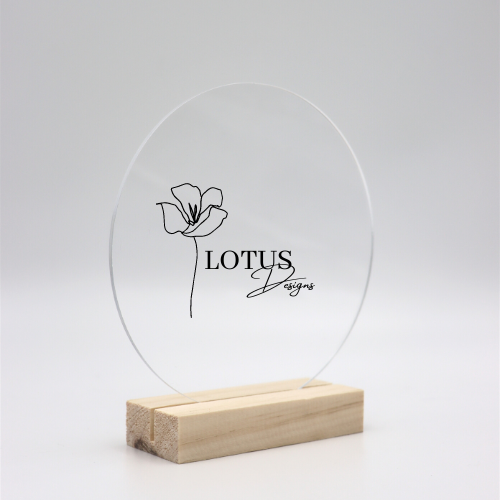 Acrylic Blank Round Sign With Wooden Stand- 150x150x3mm