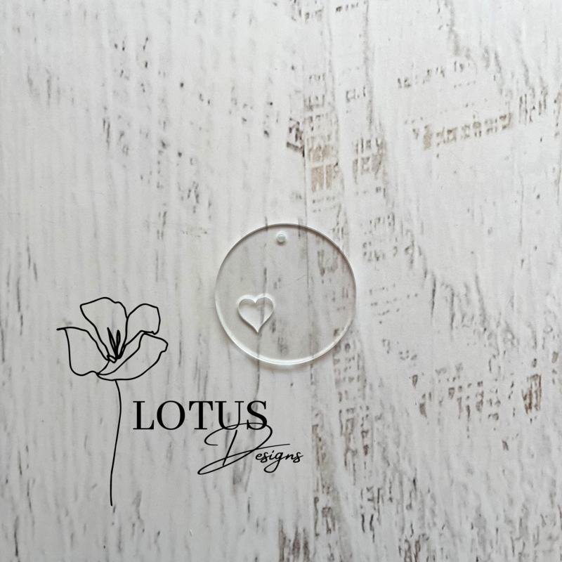 Acrylic Blank Disc With Heart Cut Out 50x50x3mm