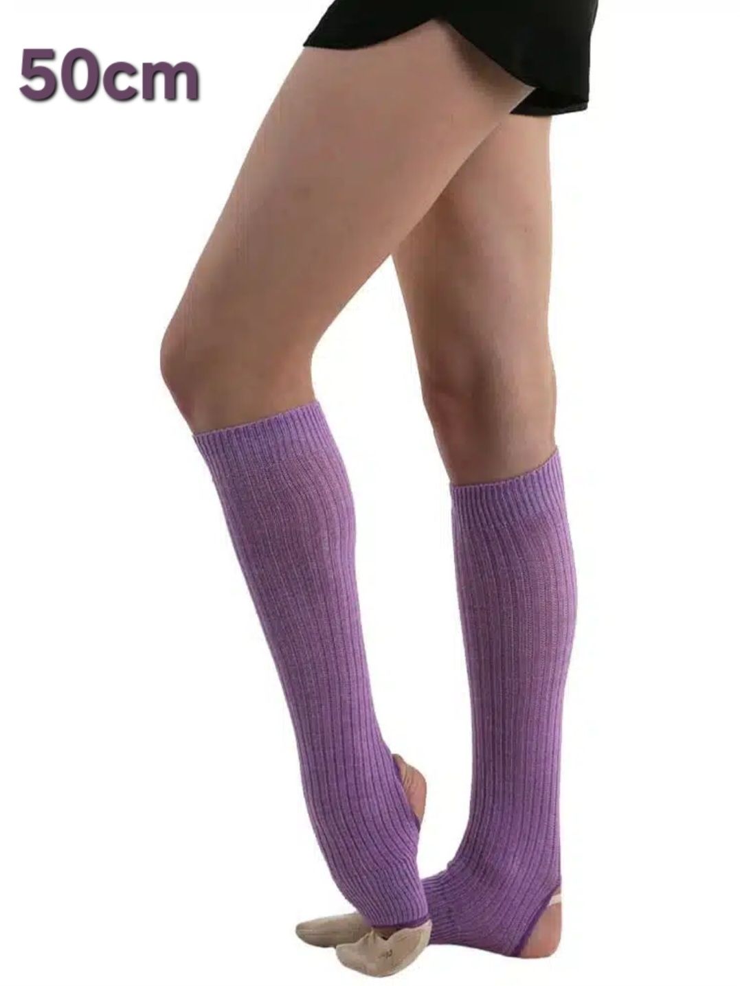 SOLO Overknee knitted legwarmers with a heel cutout, Lilac