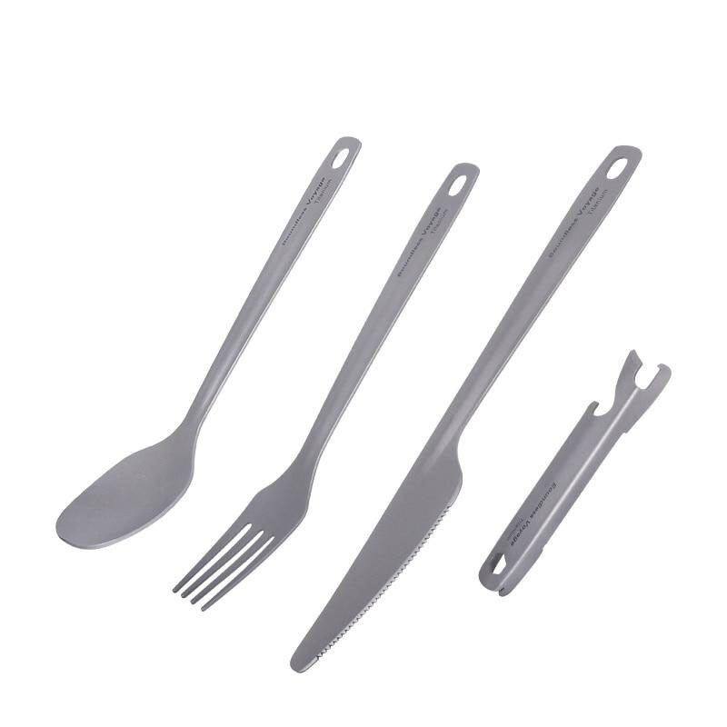 Titanium set - Spoon, Fork, Knife &amp; Bottle Opener