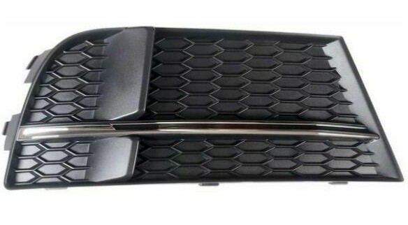 Coppia di griglie fendinebbia per paraurti Audi A3 S Line, colore nero con modanatura cromata anno dal 2016-2020,trama piena